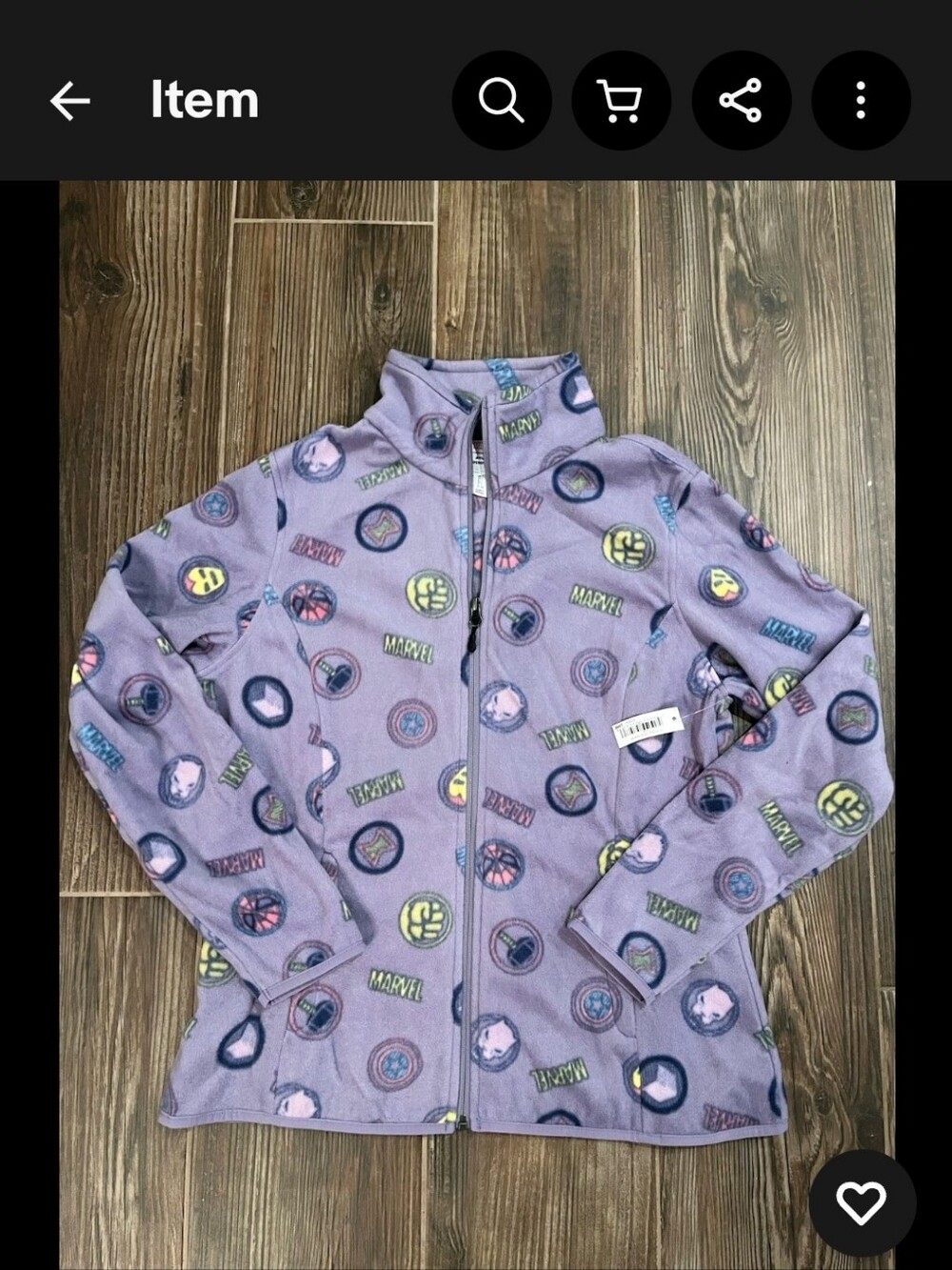 Marvel Kids' Purple Zip-Up Fleece Jacket